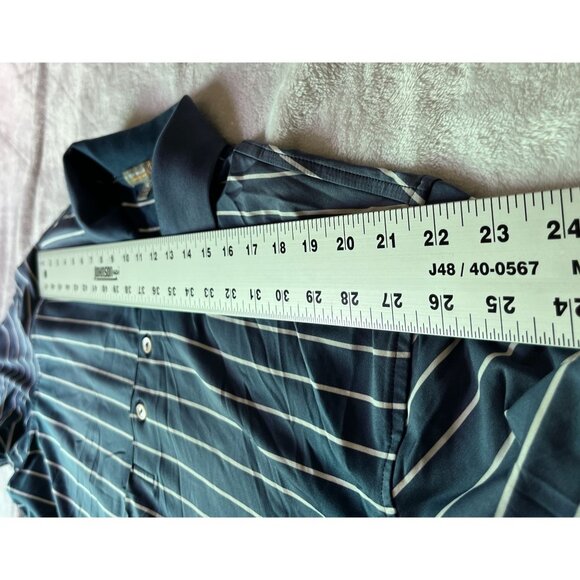 Peter Millar Summer Comfort Mens XL  Short Sleeve Golf Polo Shirt Navy Striped - Picture 5 of 10